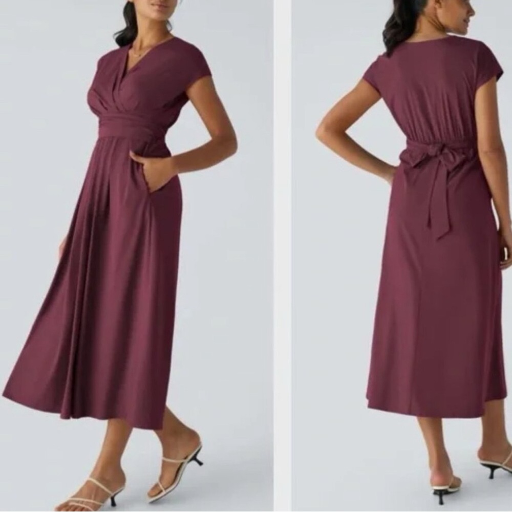 HALARA Women's Midi Dress in Burgundy